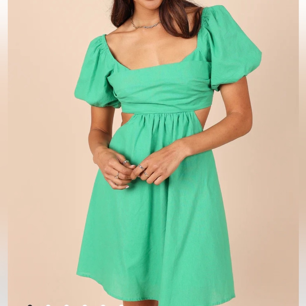Petal & Pup small Jeanelle cutout green mini dress